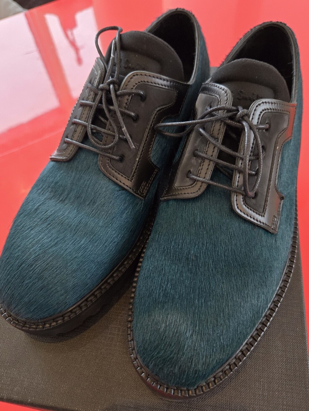 Paul Smith Womens Teal Haircalf Lace-Up Dress Shoes